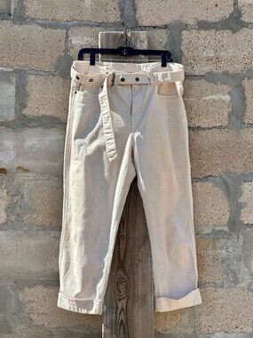 Brunello Cucinelli ecru drawstring loose jean